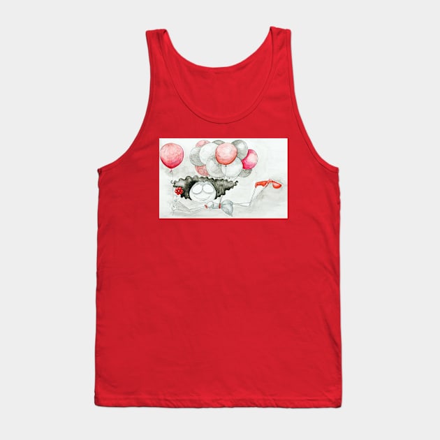 Balloons Girl Drawing Tank Top by Polette Color